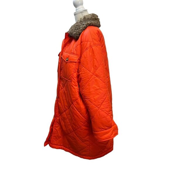 Aerie Flare Orange Oversized Quilted Sherpa Lined Shirt Jacket Shacket Size‎ M - Picture 3 of 10
